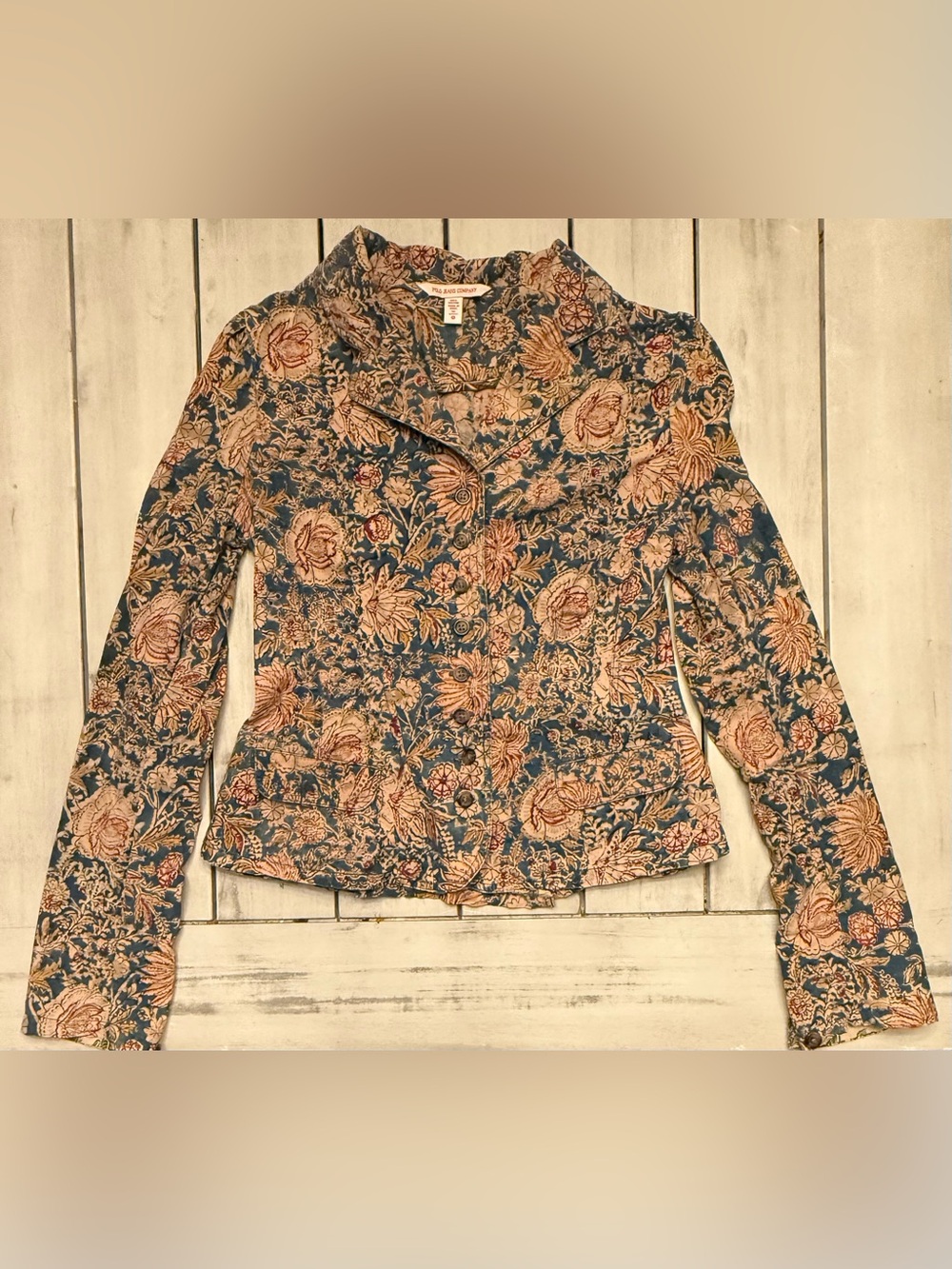 VTG Polo Jeans Co Ralph Lauren Floral Blazer Jacket Womens Small Y2K Boho Cotton